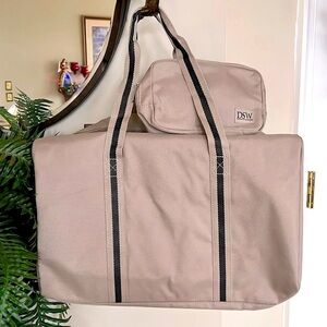 Brand New Weekender Double Handle Duffle Bag & Fanny Pack Neutral Matching Set
